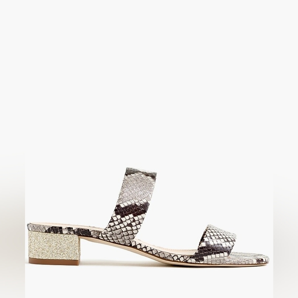 J. Crew Double-strap slides in snakeskin-printed leather Sz 9 SH208